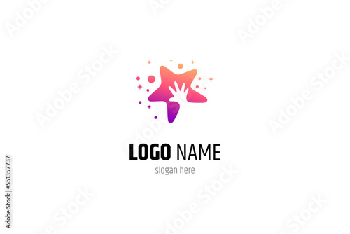 Dream logo with star symbol and child's hand in colorful gradient