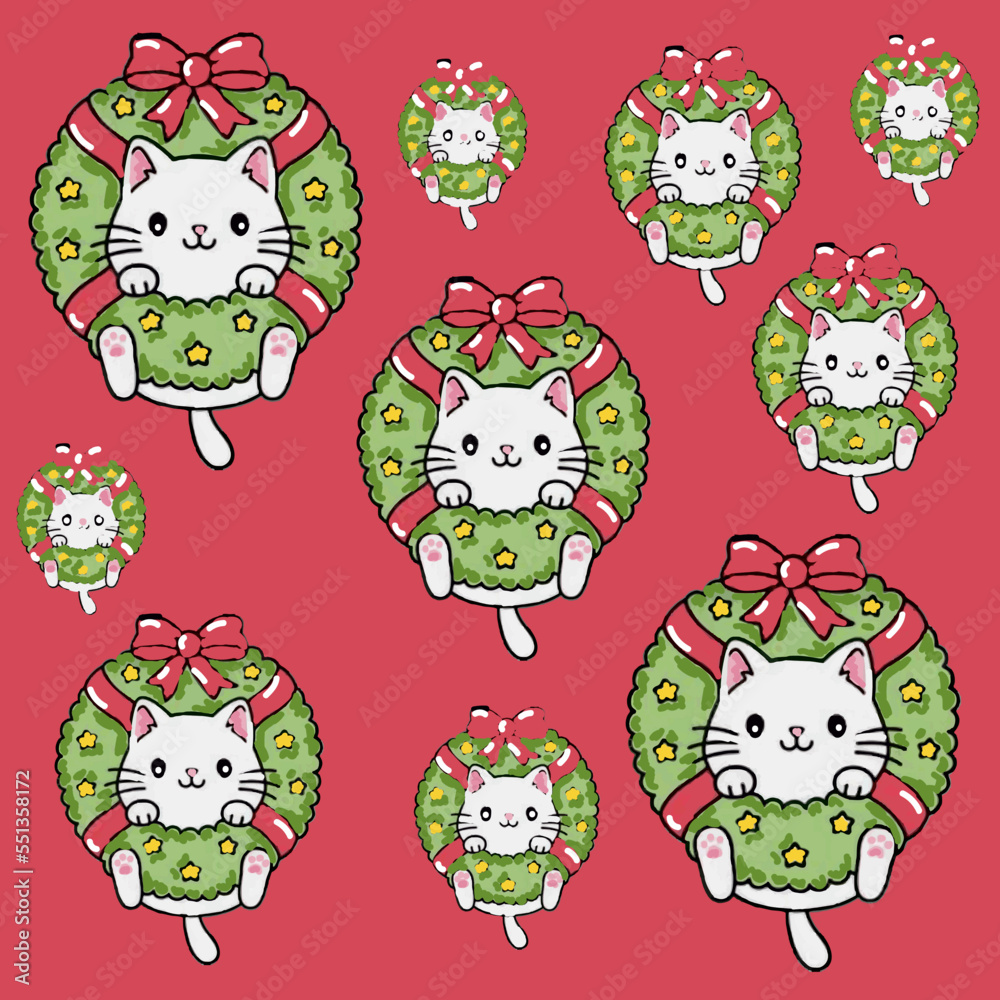 Fototapeta premium Christmas cat. Can be used for gift wrapping
