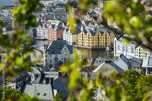 Cityscape of Alesund in Norway photo