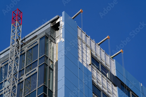 High rise residential building of flats with cladding being replaced with fire resistant materials