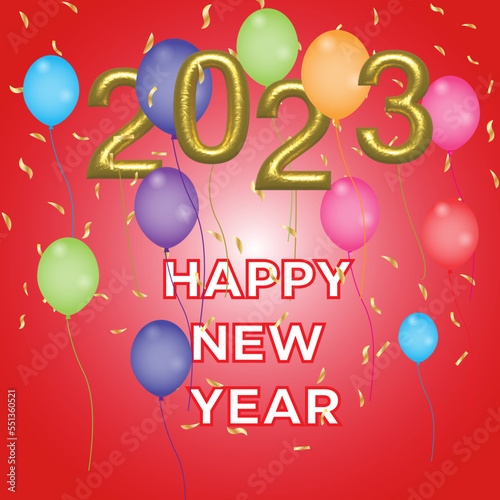 happy new year poster. simple graphics for new year. new year poster with balloons.
