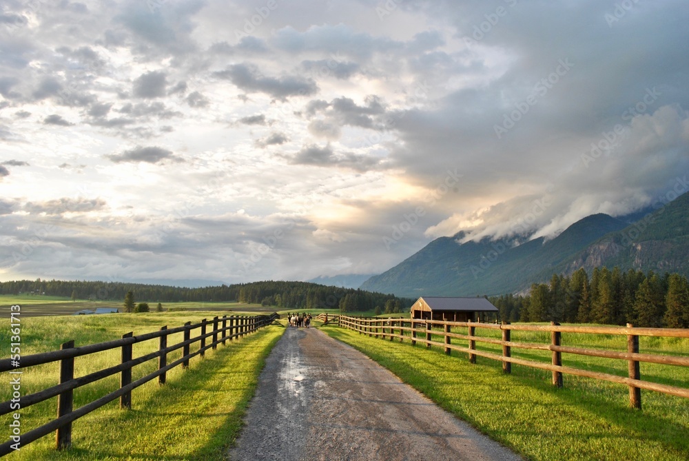 mountain landscape with fence