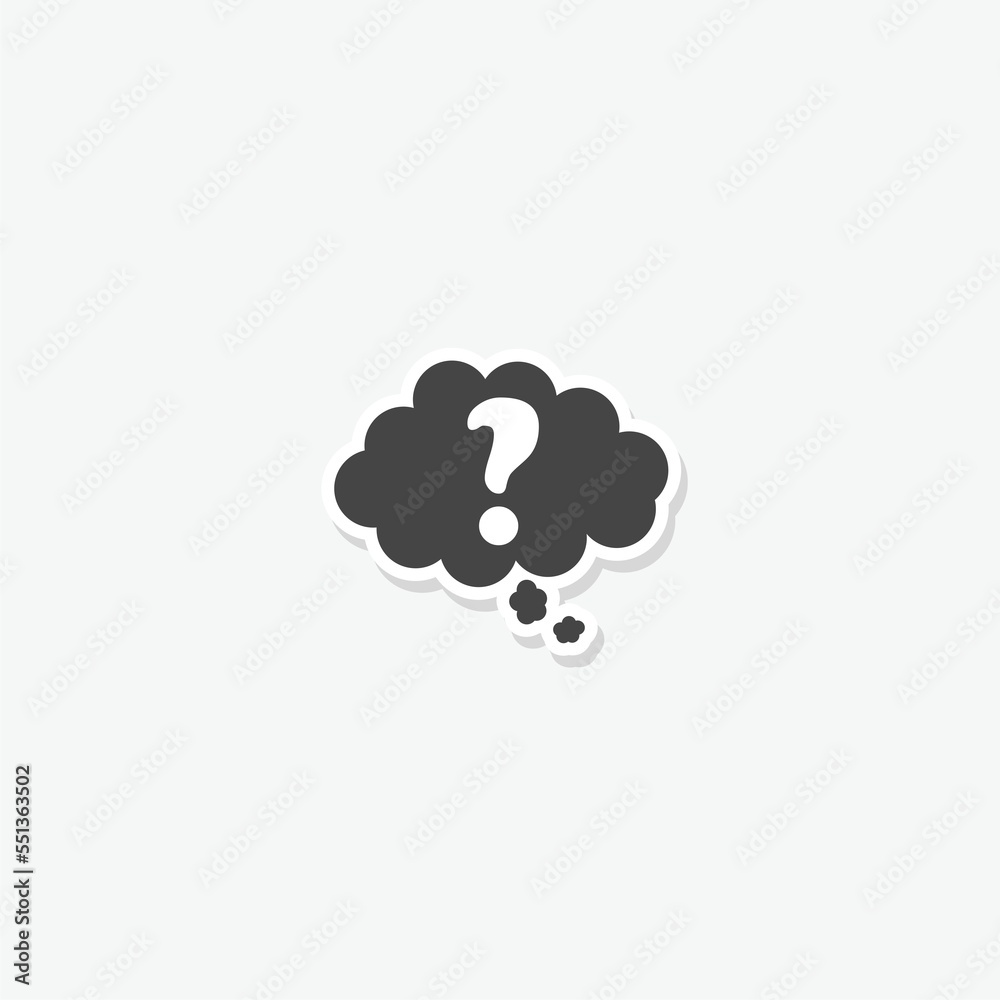 Question mark on cloud button sticker icon Question mark on cloud button sticker icon