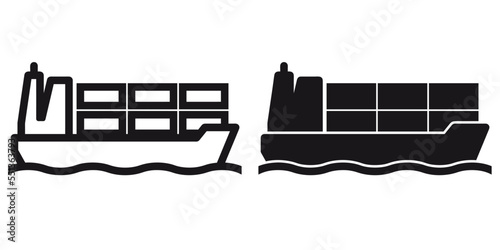 ofvs252 OutlineFilledVectorSign ofvs - cargo container ship vector icon . isolated transparent . outline and filled version . AI 10 / EPS 10 . g11592
