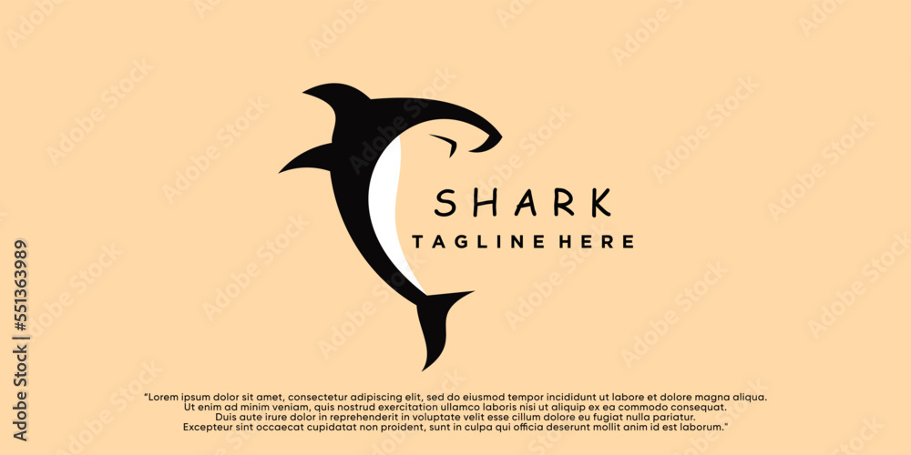 Obraz premium Shark icon logo design template Premium Vector