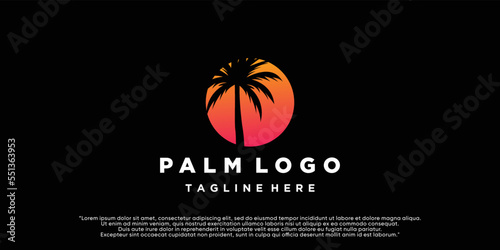 Palm tree summer logo template vector illustration ​Premium Vector