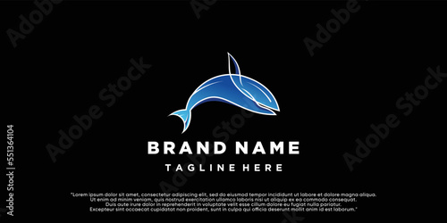 Whale icon logo design template Premium Vector