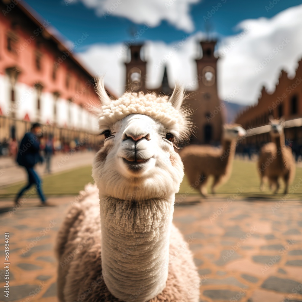 Obraz premium Happy Lama in south america