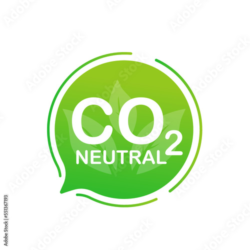CO2 neutral green stamp Zero carbon footprint, carbon emissions free, eco-friendly production - carbon emissions free industria eco-friendly isolated sign in creative decoration. Vector illustration
