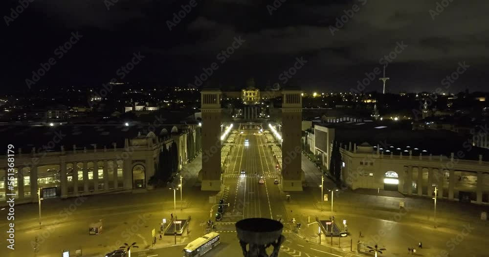 Aerial stock footage at Plaça d'Espanya
