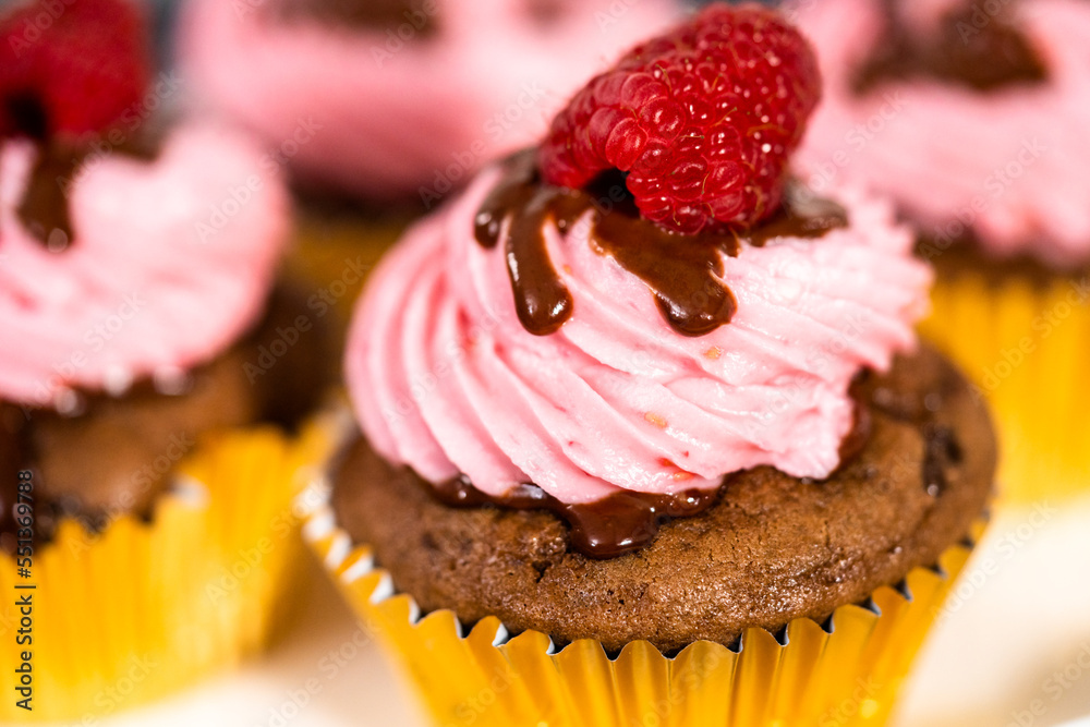 Chocolate raspberry cupcakes