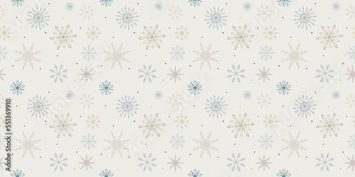 Snowflakes seamless pattern. Snowfall repeat backdrop. Winter holidays.Seamless background with snowflakes. Vector illustration