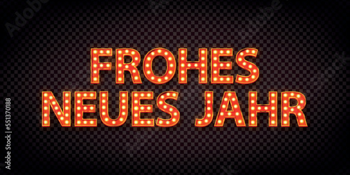 Vector realistic isolated neon marquee sign of Merry Christmas in German on the transparent background.