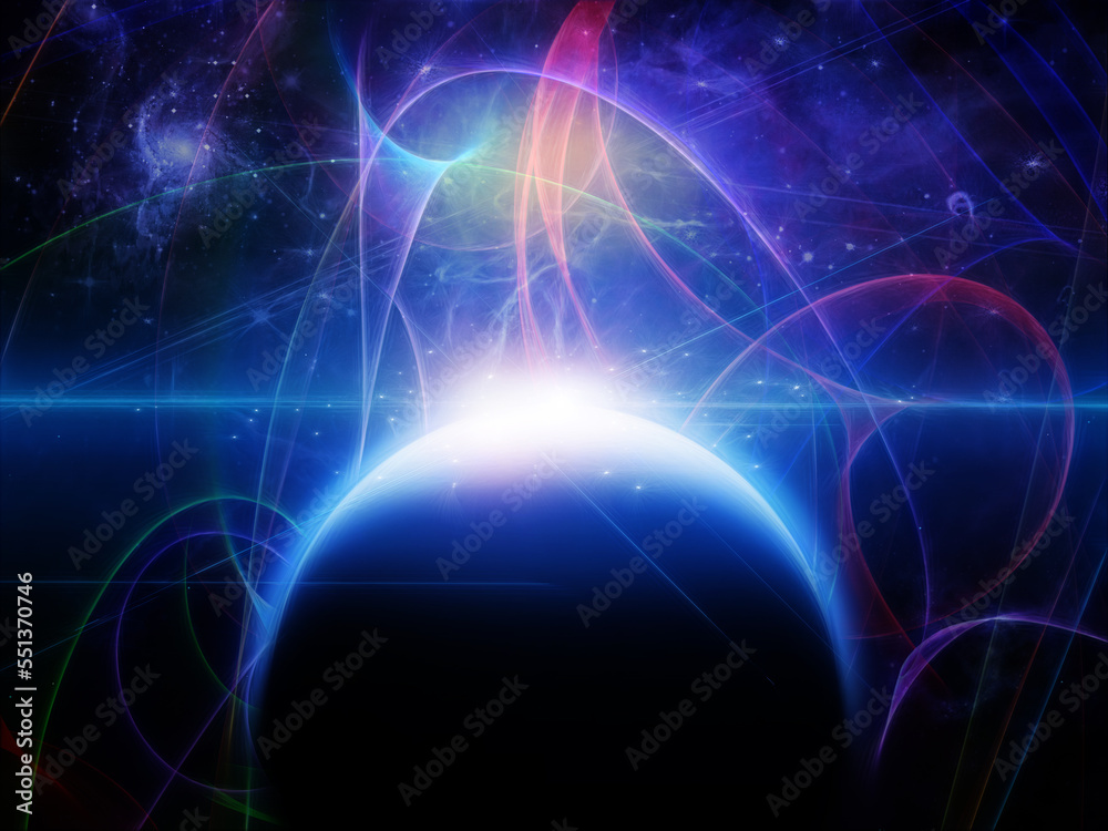 Fototapeta premium Planet with nebulos filaments