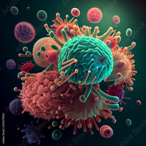 microscope view of virus and bacteria