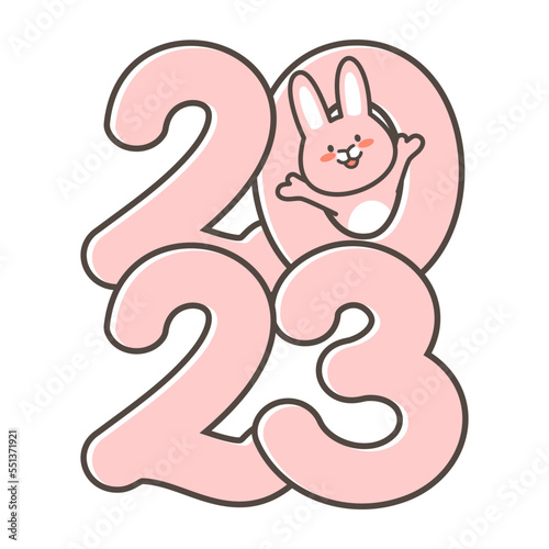 2023년 기념 토끼와 숫자 일러스트
