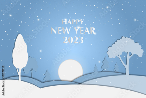 New Year 2023 winter landscape