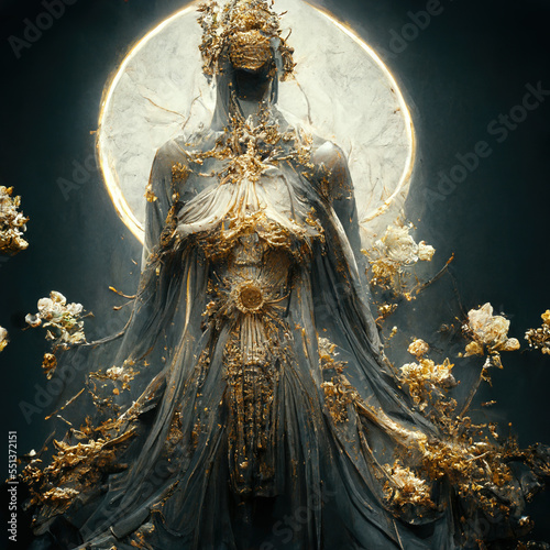 Fotografie, Tablou angel with sky, dress design, gold