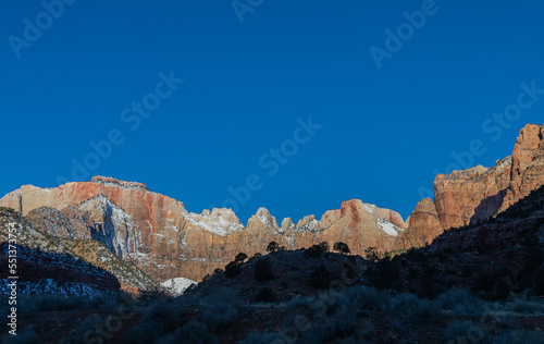 Scenic Zion National Park Utah Landscape in Winter