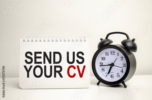 send us your cv words with calculator and clock with notebook