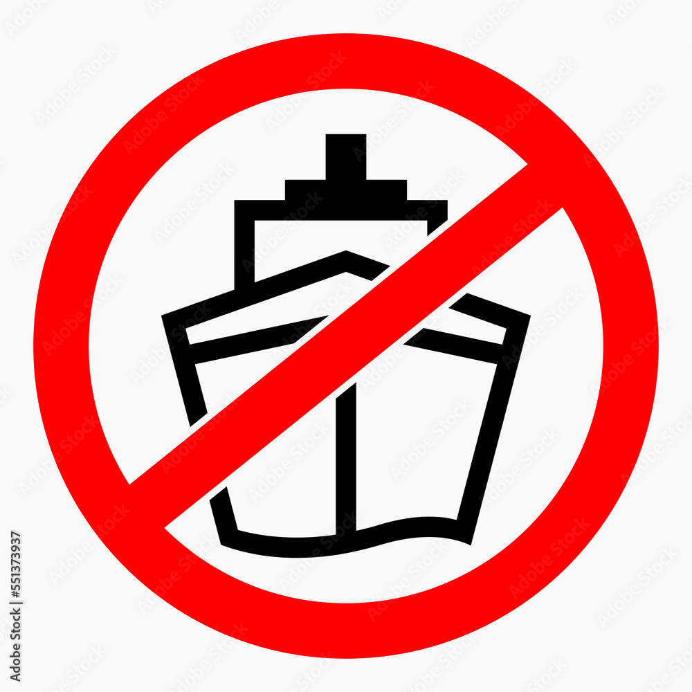 No ships. Navigation ban. Sailing is prohibited. Vector icon. No ships. Navigation ban. Sailing is prohibited. Vector icon.