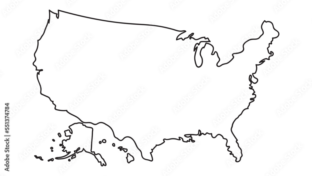 United States of America continuous line drawing.Vector