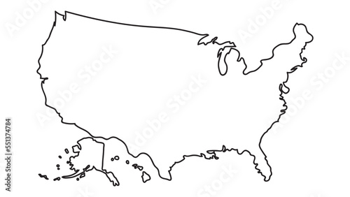 United States of America continuous line drawing.Vector