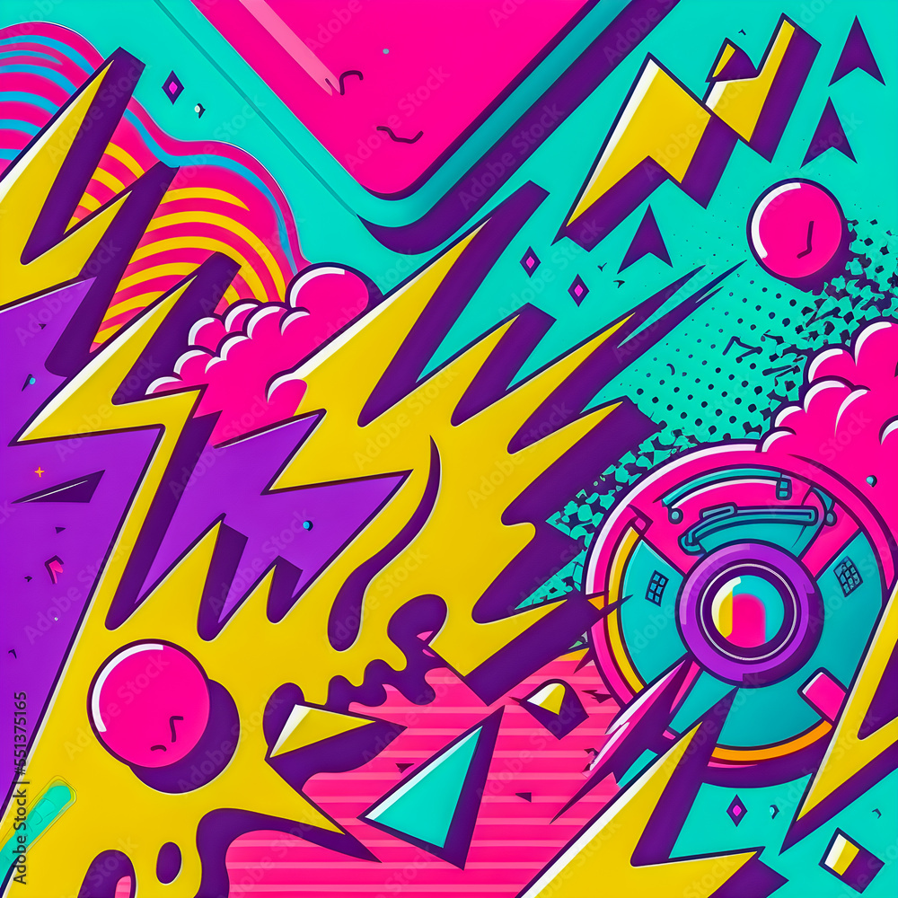 Hand drawn illustration, Retro and 90s style, Pop Art, Abstract, Crazy, and Psychedelic Background. Hand drawn illustration, Retro and 90s style, Pop Art, Abstract, Crazy, and Psychedelic Background.