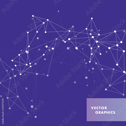 Abstract connecting dots and lines. Molecular data concept communication structure. Global polygon digital plexus. Vector technology background