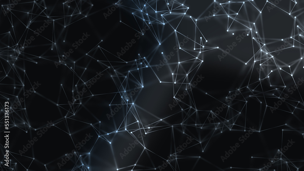 Illustration of light connected dots on a black background with added effects