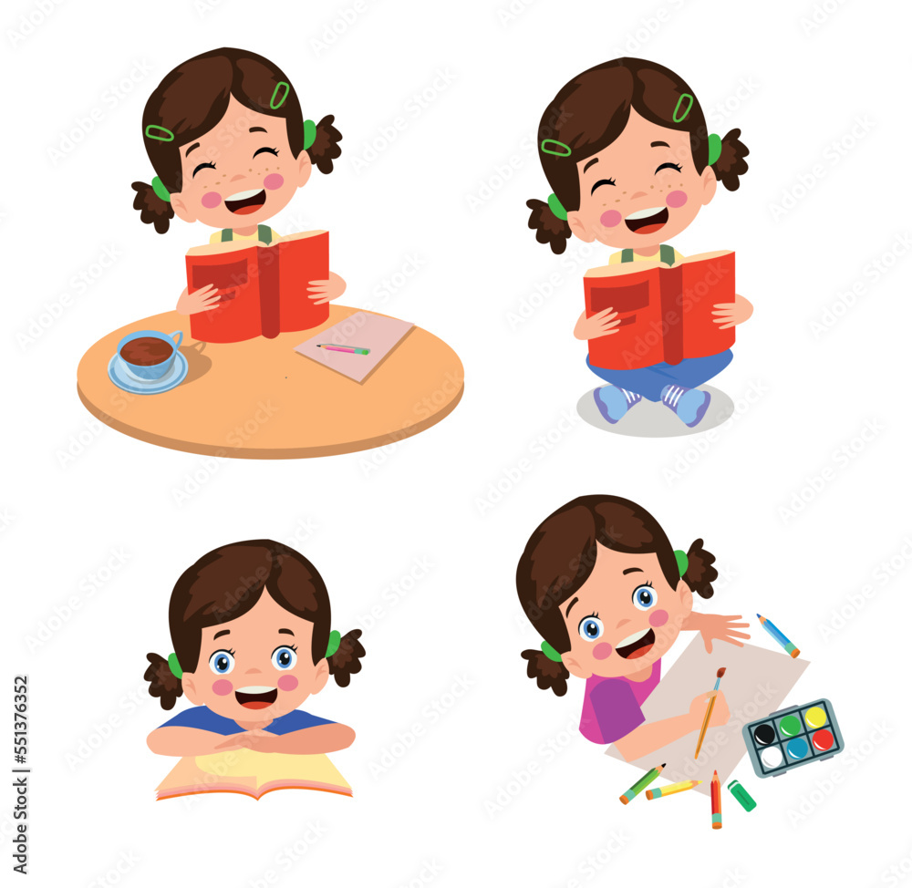 cute little hardworking boy reading a book and drawing a picture cute little hardworking boy reading a book and drawing a picture