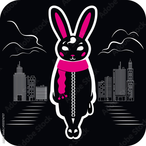 fashionable stylized black rabbit