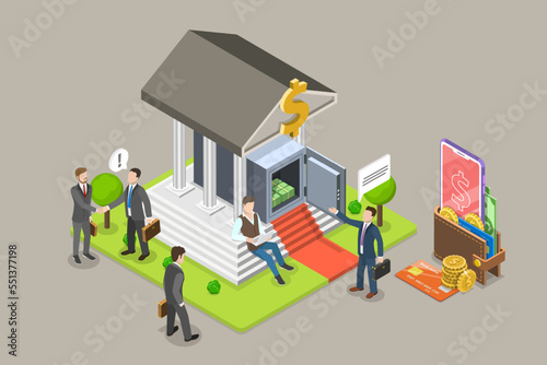 3D Isometric Flat Vector Conceptual Illustration of Public Service Employees, Government Finance