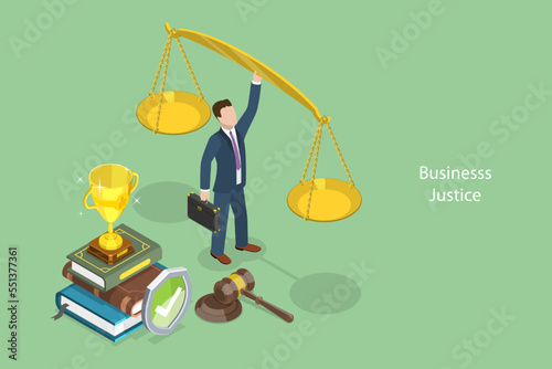 3D Isometric Flat Vector Conceptual Illustration of Business Justice, Ethical Integrity, Code of Conduct