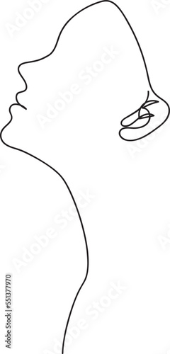 Minimalist silhouette of female face. Elegant sketches abstract face. Continuous minimalist line style. Trendy illustration for cosmetics. Fashion beauty logo vector. Attractive young woman portrait.