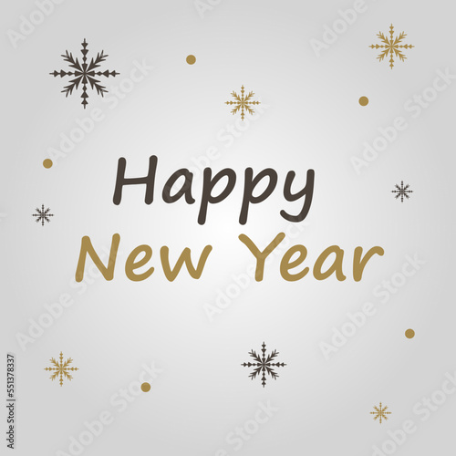 Happy New Year gold lettering text for greeting card. © RP