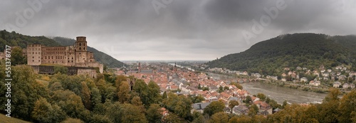 Panorama of Heidelberg in cloudy weather