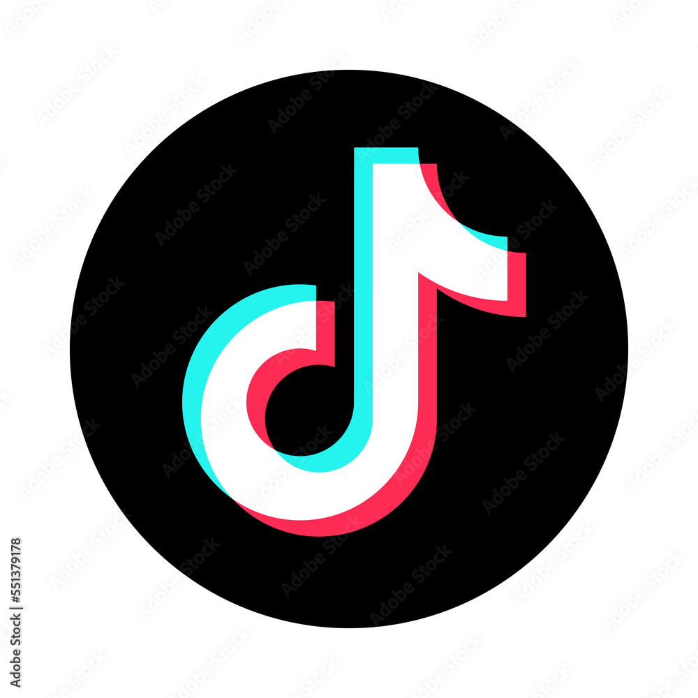 TikTok social media app icon. Circle shape vector illustration. Stock