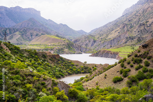 Dagestan mountains and landscape  beautiful views and spectacular beauty and the river flows between the mountains and the canyon