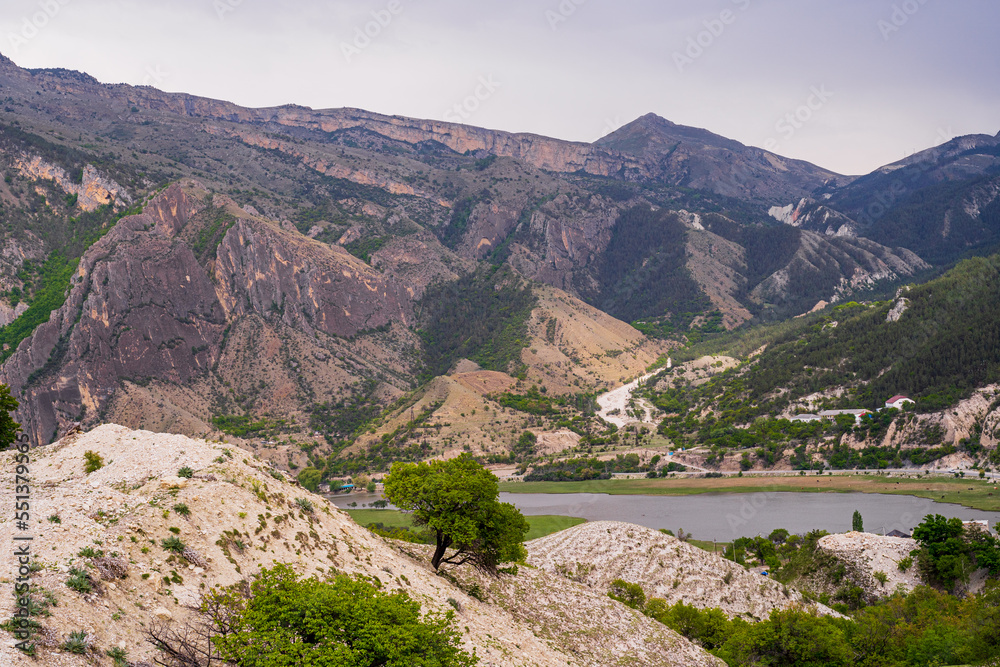 authentic nature of dagestan and its highlands and beautiful rocky views, mountains and water, river and canyon, beautiful wildlife views