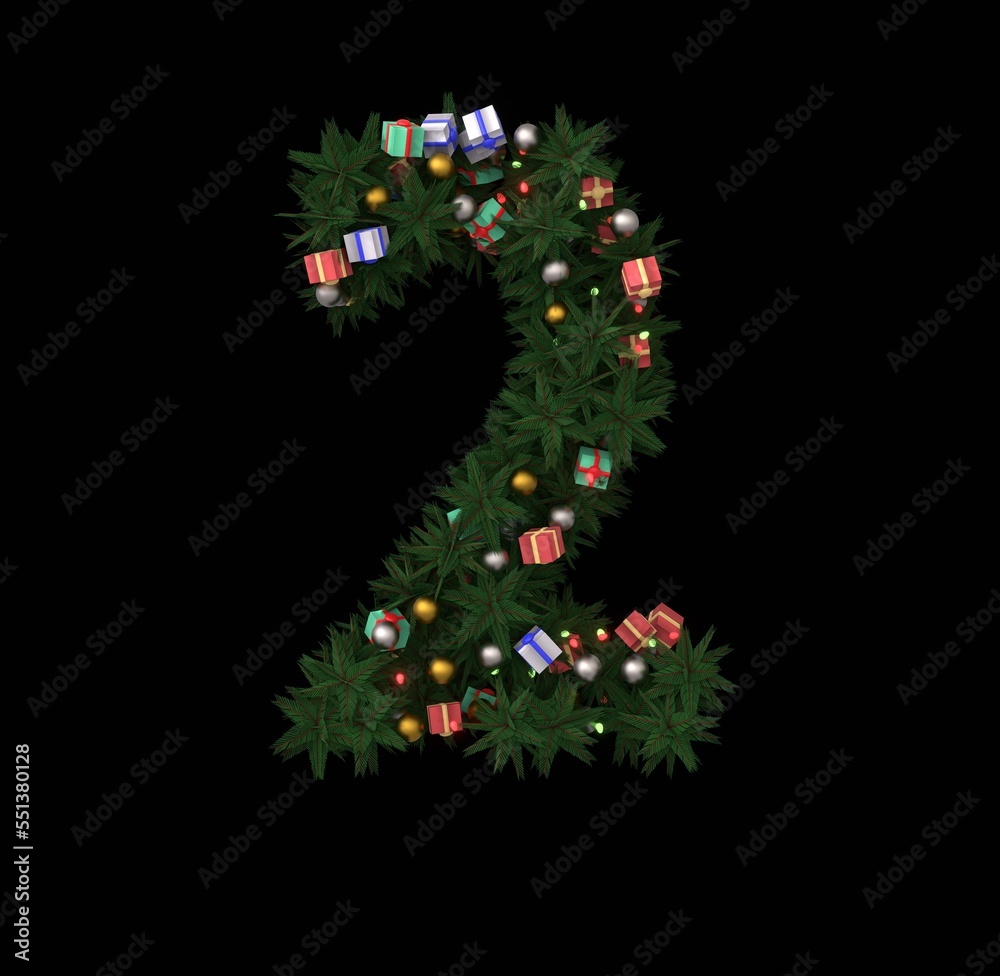 Decorative Wreath Font - Number 2 Decorative Wreath Font - Number 2