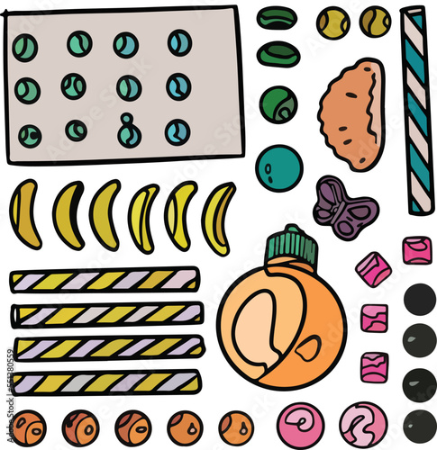 colorful candy illustration set on transparent background