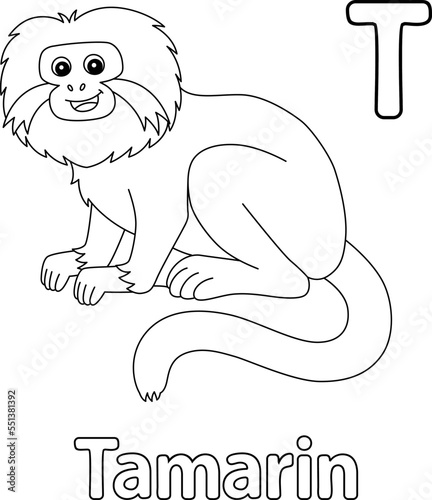 Tamarin Animal Alphabet ABC Isolated Coloring T