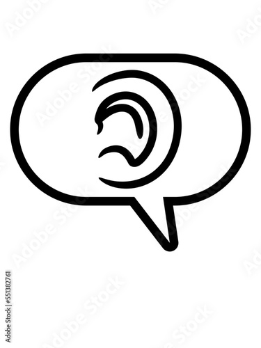 Ohr hören Symbol Sprechblase 