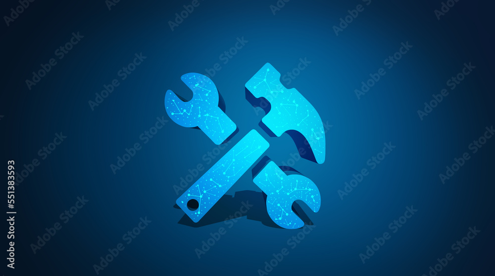 Electronic technical support concept. Wrenches Electronic technical support concept. Wrenches
