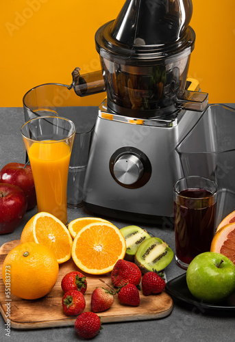 electric juicer extractor on non-isolated background 