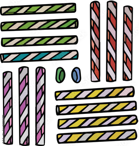 rainbow striped candy sticks on transparent background