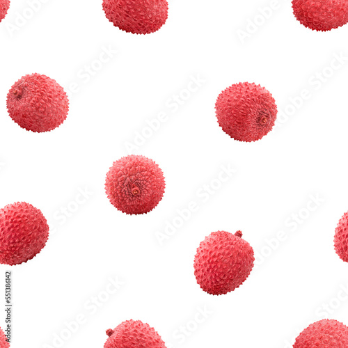 Lychee isolated on white background, SEAMLESS, PATTERN