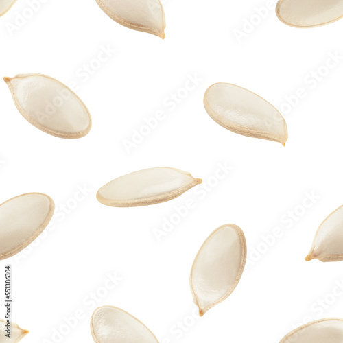 Pumpkin seed isolated on white background, SEAMLESS, PATTERN