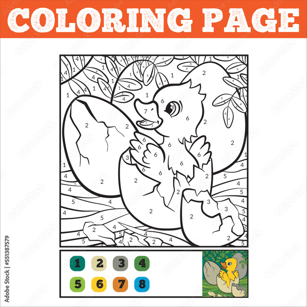 Number coloring page for children. Cute cartoon tiger. Jungle animals ...